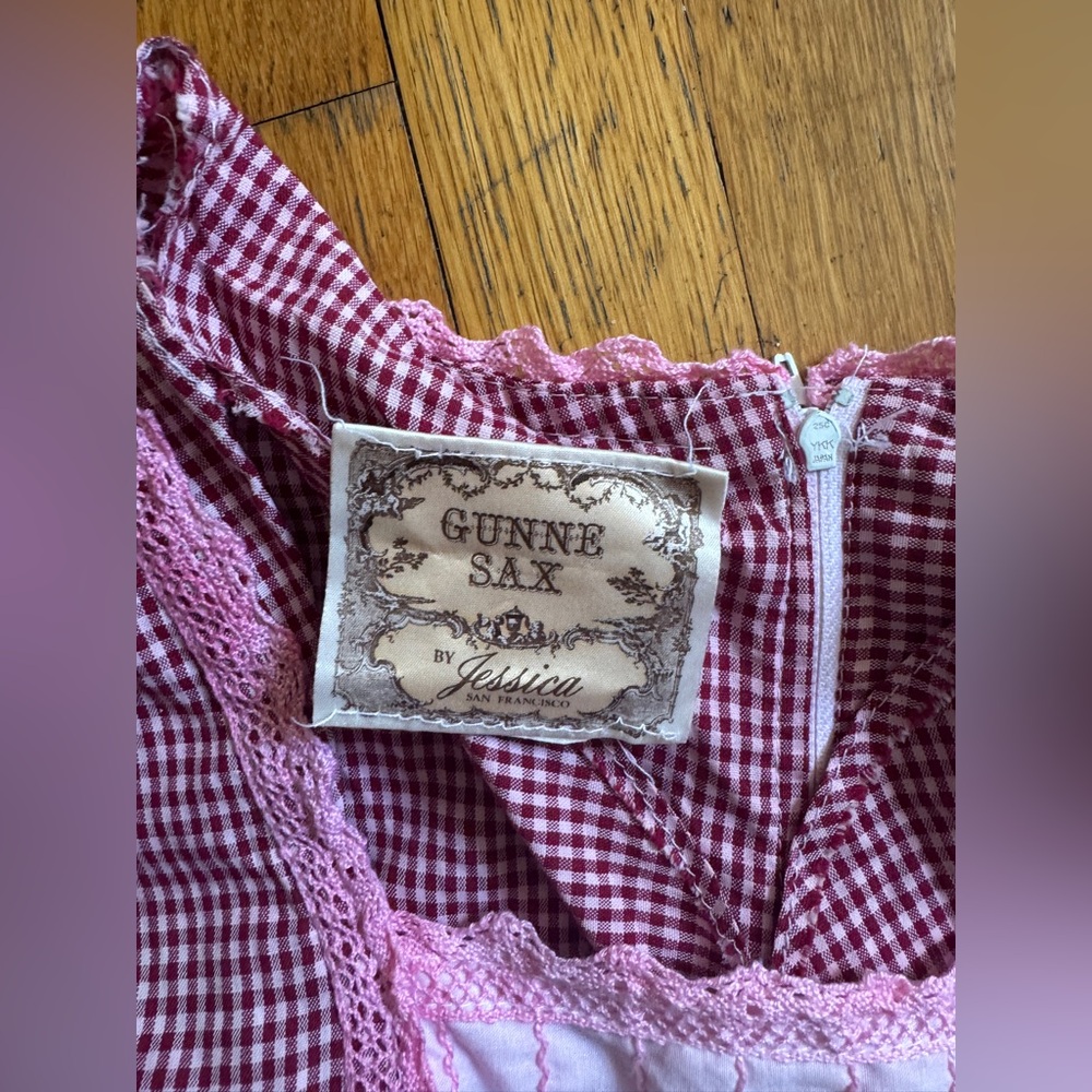 70s Vintage Gingham Gunne Sax Prairie Dress - Picture 3 of 6